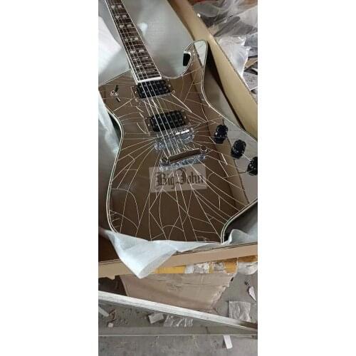 Rosewood natural color mirror mahogany wood body black electric guitar s23