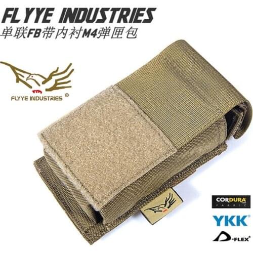 FLYYE MOLLE Single Unit FB Lined M4 magazine pouch Military camping hiking CORDURA FY-PH-M029