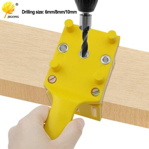 Woodworking Dowel Jig fits 6 8 10mm Drill Bits Wood Drilling Doweling Hole Saw Tools Handheld Drill Guide with Metal Sleeve