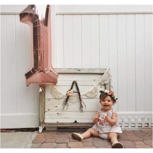 40inch Number 1 Baby Shower rose Gold Silver Pink black Digit Helium Balloon 1st Birthday Party Decor Supplies Balloons