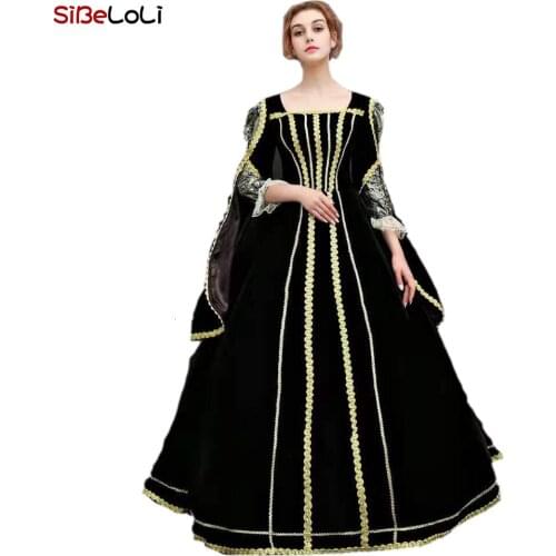 Halloween Queen Ball Dresses 18th Century Renaissance Historical Period Gothic Dress Magic Witch Vampire Gown for Women