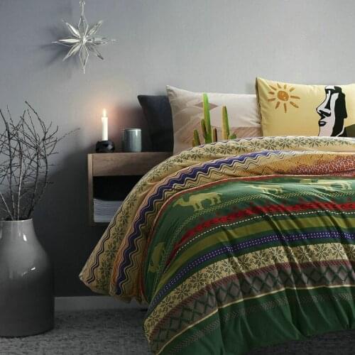 100% Cotton Sanding Printed Flower Bedding Set Cartoon Bed Sheet set Duvet Cover Pillowcase Queen King 4pcs stripe green white