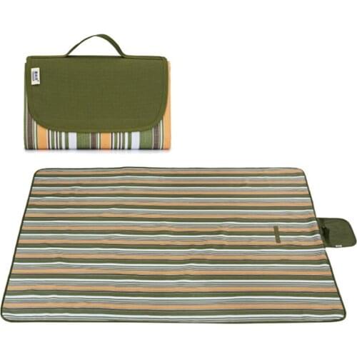Outdoor Picnic Beach Mat Striped Portable Camping Mat Foldable Waterproof Blanket With Tote Baby Climb Ground Mat Mattress