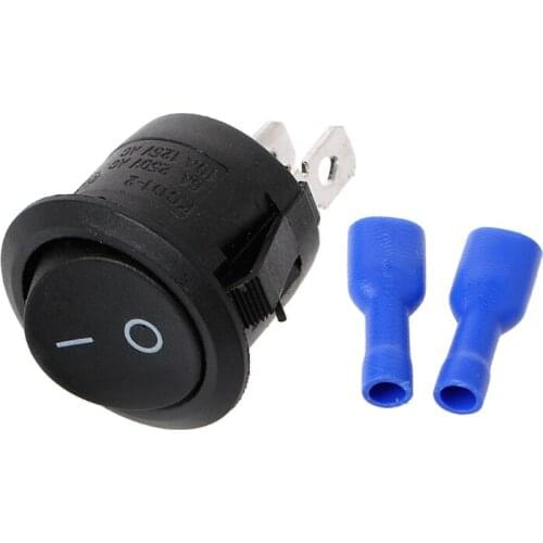 On/Off Round Rocker Switch + Female Crimp Spade Connectors Car Boat