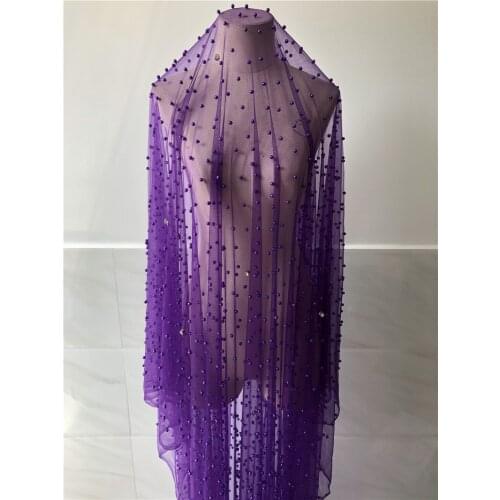 7 colors JRB-62806 high quality French lace fabric with beads top selling embroidered African tulle lace fabric for fashion