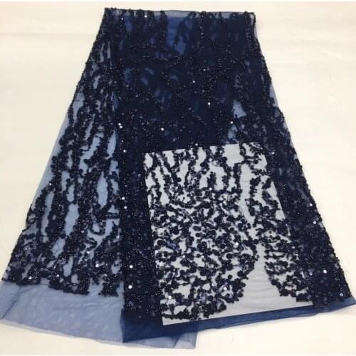 Hand-beaded Lace Fabric 2021 High Quality African Sequin Lace Fabric Embroidery French Mesh Bridal Lace Fabric XX4600