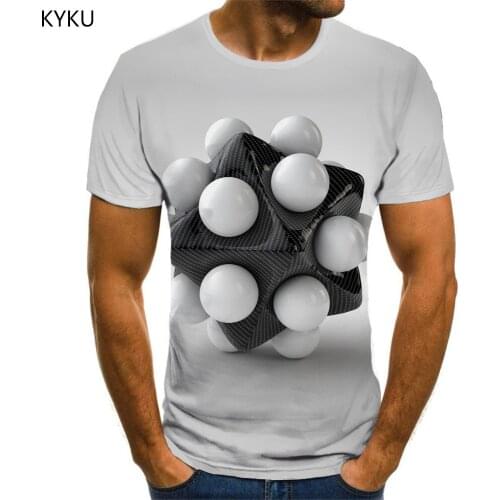 KYKU Brand Abstract T-shirt Men Novel Tshirts Casual Art Shirt Print White T-shirts 3d Short Sleeve Punk Rock New Male O-Neck
