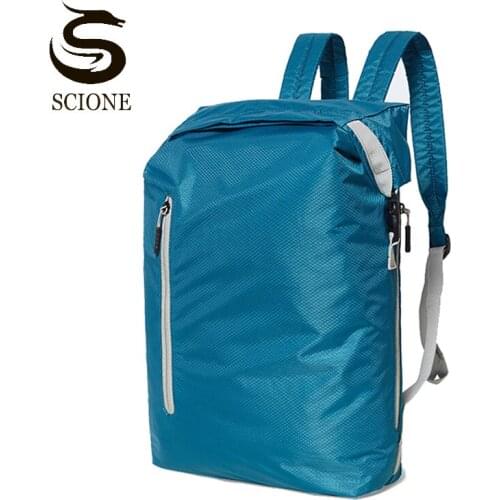 Men Women High Quality Waterproof Polyester Backpack Casual Sports Portable Rucksack All-match Folding Bags Black Blue XA52M