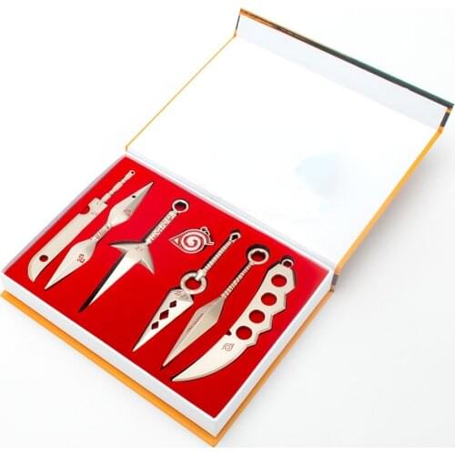 Narutos Ninja Weapons Metal Set Accessories Cosplay Cartoon Sword Kunai Shuriken Anime Action Figure Boy Kids Toys Children Gift