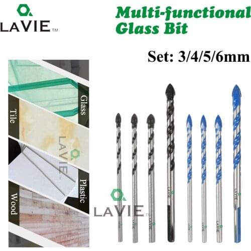 LAVIE 4pcs 3mm 4mm 5mm 6mm Multi-functional Glass Drill Bit Triangle Drill Bits For Ceramic Tile Concrete Glass Marble DB02059