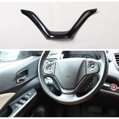 Car Steering Wheel Frame Cover Trim Sticker Fit For Honda CRV 2012-2014 Carbon Fiber ABS