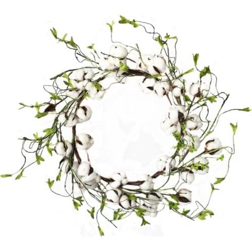 Wall Garland Wreaths 46*46CM Front Door Christmas Decoration Realistic Farmhouse 56cm Cotton Hanging Artificial Flower