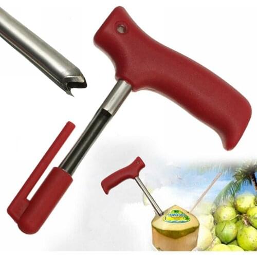 New Stainless Steel Red Handle Coconut Opener Punch Driller Cut Drill Hole Tools hand tools