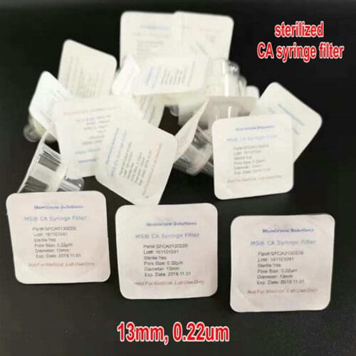20pcs/lot Disposable Sterile Syringe Filter CA-CN(MCE) membrane Diameter 13mm, Pore size 0.22um