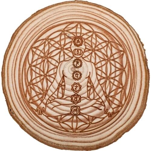 OOTDTY Vintage Wood Chakra Array Pendulum Plate Astrology Pentacle Altar Divination Pad Game Decoration Mat