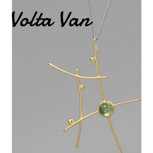 Volta Van 2021 New Pendant Necklaces 925 Sterling Silver Trendy Geometric Jewelry Concise Tourmaline Elegant Women Necklaces