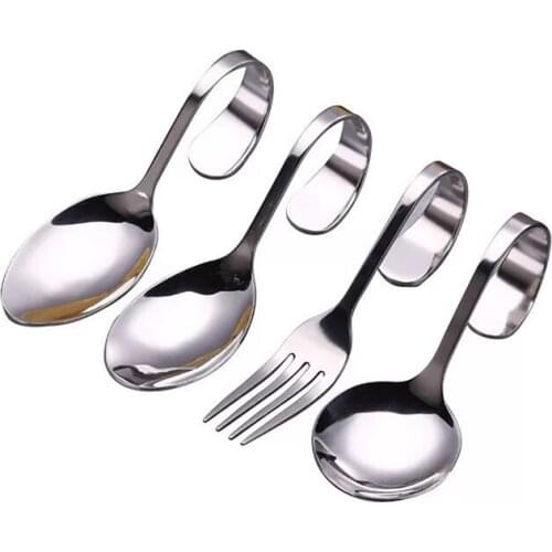 Stainless Steel Spoon Rests Salad Dessert Spoon Shrimp Slipper Kitchen Accessories Curved Handle Round Spoon Tip Spoon Fork