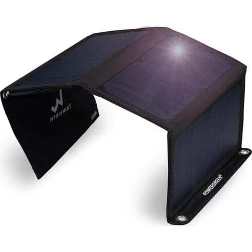 PowerGreen Portable Solar Charger 21W 5V 2A SUNPOWER Foldable Solar Panel Power Bank for Mobile Phones