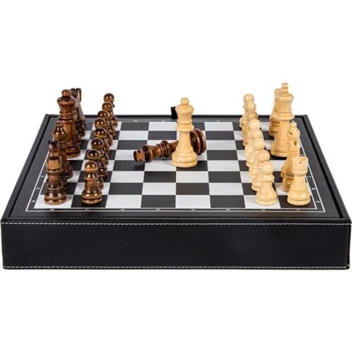Portable Wooden Chess Set Travel and Storage Slots for Family Fun Table Game