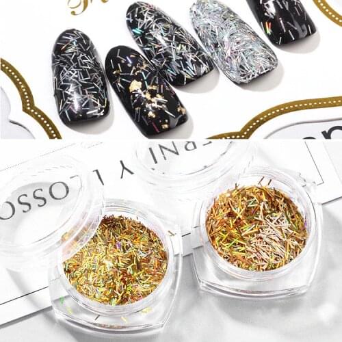 New Trend 4 boxes/set laser gold/silver long strip Thin Nail Art Glitter powder Nail sequin Gel Polish Decoration Manicure Tool