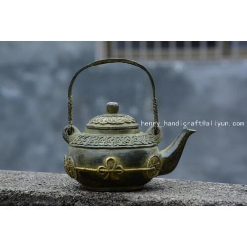 Rare old Qing Dynasty (QianLong1711-1799)bronze Flagon/Teapot,Sculpture coin,Free shipping