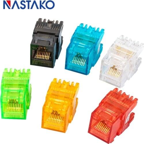 RJ45 Keystone Jacks Cat5 Cat5e Cat6 Network module RJ45 Connector Junction Adapter for Distribution Frame, Wall Panel 6 colors