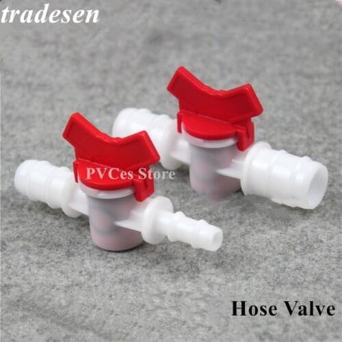 1pcs Platics 4mm 6mm 8mm 10mm 12mm 16mm 20mm PVC Hose Barb Two Way Plastic Ball Valve Aquarium Garden Micro Irrigation Connector