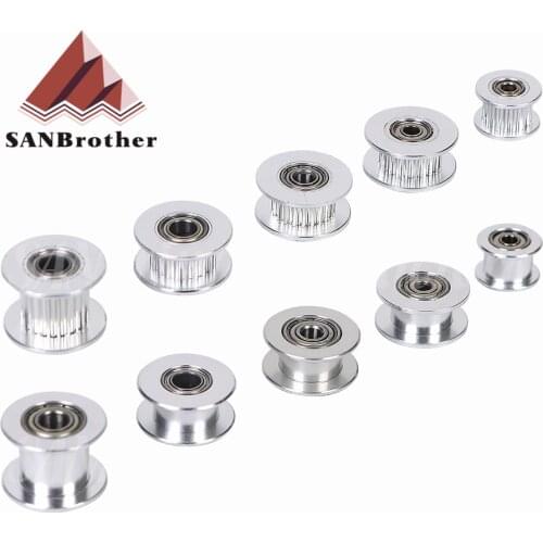 GT2 Timing Pulley 16-tooth 20-Teeth with 3mm or 5mm Bore with Bearings for 3D Printer Parts Timing Belt 6mm 10mm