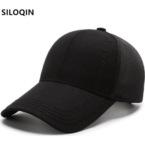 SILOQIN Snapback Cap New Summer Breathable Baseball Caps Mens Mesh Cap Adjustable Size Black Cap All-match Casual Sports Cap