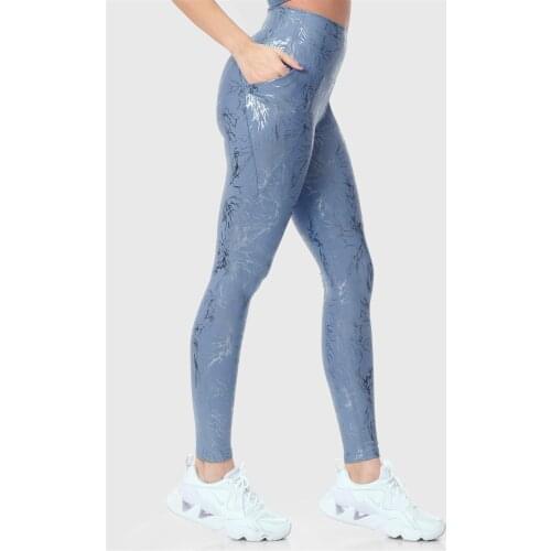 Superstacy Glitter High Waist Pockets Blue Sports Leggings