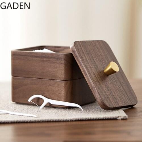 Nordic High-end Solid Wood Toothpick Box Household Walnut Double-layer Storage Box Personality Creative Cotton Swab Box with Lid