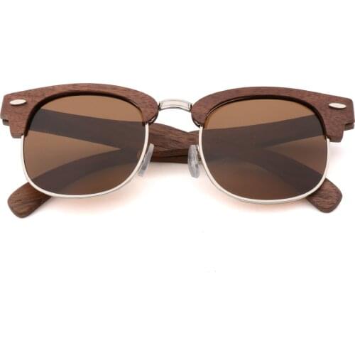 Semi Rimless Handmade Wood Sunglasses Polarized Lens For Men and Women Walnut Sun glasses High Quality UV400 free shipping