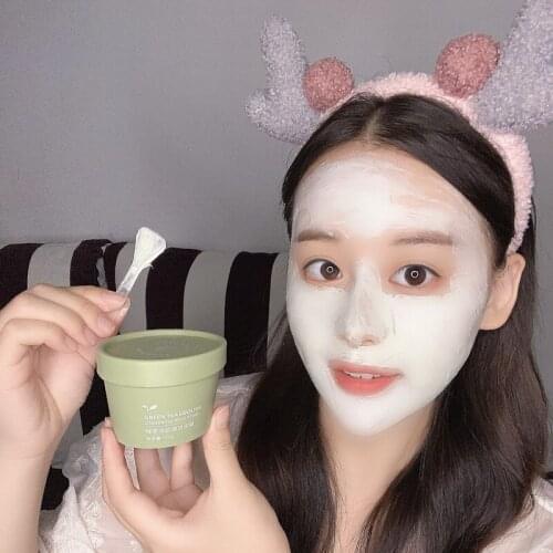 Green Tea Mud Facial Mask Cream Deep Cleansing Oil-Control Moisturizing Anti Wrinkle Shrinks Pores Blackhead Remover Acne TSLM1