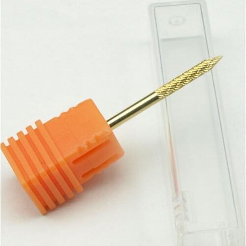 EasyNail~Fine Gold Tungsten steel Nail Drill Bit nail file Carbide Nozzle Gel remover Nail Cleaner Millings Bit FA0214Gold