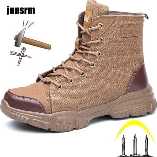 High-top safety shoes mens lightweight breathable shoes steel toe cap anti-puncture and anti-smashing womens work boots women