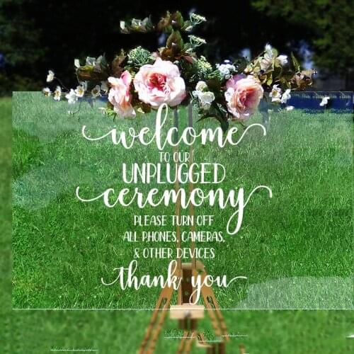 Wedding Welcome To Our Unplugged Ceremony Mirror Wall Sticker Decal No Phone Farmhouse Wedding Stickers Vinyl Decor