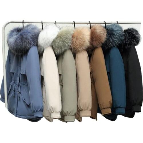 Big Collar winter Jacket women 2021 winter loose heavy hair collar chic plush inside Down jacket 9611