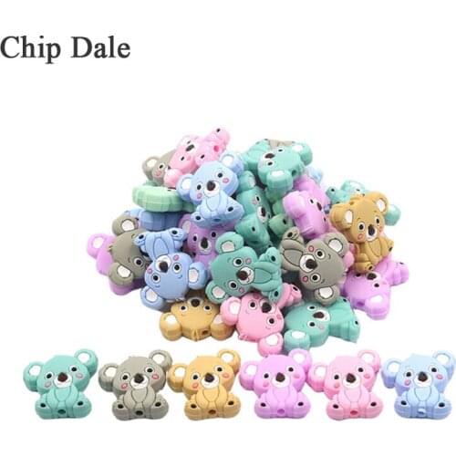 20Pcs Cute Silicone Mini Koala Silicone Beads Baby Kids Infant Toddler DIY Teethers Beads Animal Silicone Chew Charms Toys