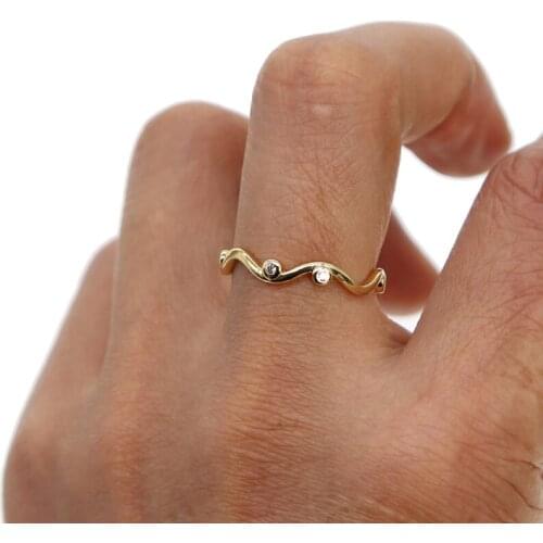 2018 Decalite CZ wave Ring Gold Color Women Fashion Style Knuckle Ring Midi Finger Rings Bijoux Bagues Femme Jewelry fashion