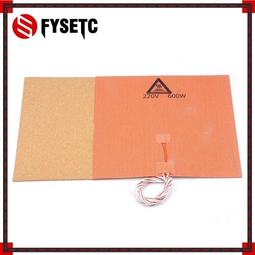 220V 600W Silicone Heater Pad Mat 300X300mm + Adhesive Cork Sheet 300*300*3mm Heated Bed Hot Plate For TEVO Tornado Lulzbot Taz6