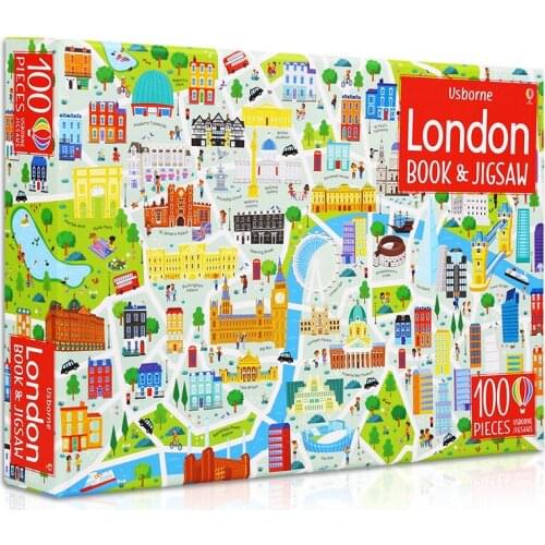 5-10 year 1book/set Usborne London picture book and jigsaw English Picture Book Puzzle+book gift box Children World Map Puzzle