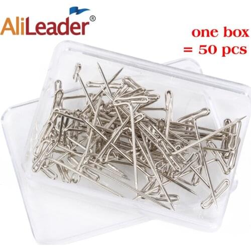 50Pcs/Pack T-Pins For Making Wig Stainless Steel Pining To Block Knit Or Crochet Projects 1.5 Inch T Pins For Blocking Lace