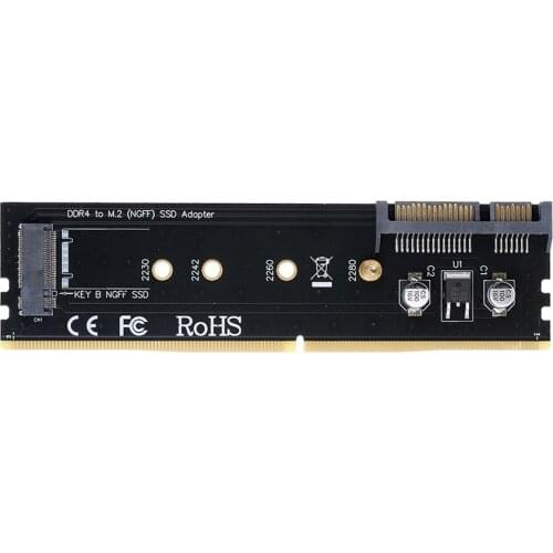 Hard Disk Adapter Card DDR to M.2 SATA to M.2 (NGFF) B-key 2230/2242/2260/2280 SSD Adapter DDR4 Memory Slot SSD Expansion Card