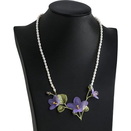 Free shipping new product African purple violet natural pearls necklace