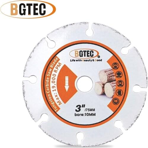 BGTEC 1pc 3" Vacuum Brazed Diamond Wood Cutting Disc, 75MM Diamond Cut-off Wheel Blade for gypsum board, fiberglass board