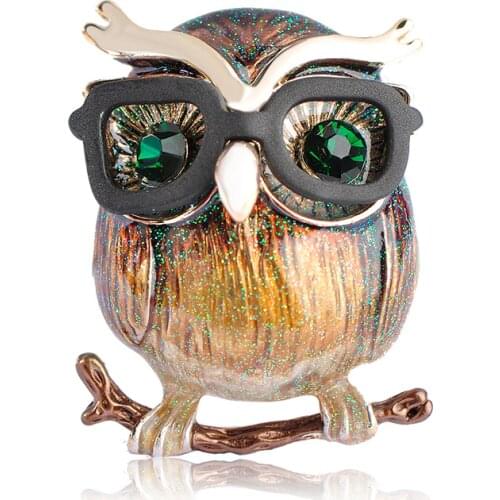 Blucome New Style Purple Parrot Brooch Big Belly Owl Brooches For Kids Gifts Suit Collar Sweater Clips Gold-color Pins Jewelry