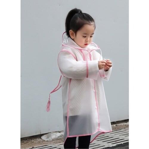 Childrens Raincoat Girls Raincoats Child Poncho Waterproof Rain Poncho Rain Gear EVA Hooded Transparent Baby Boys Rainwear