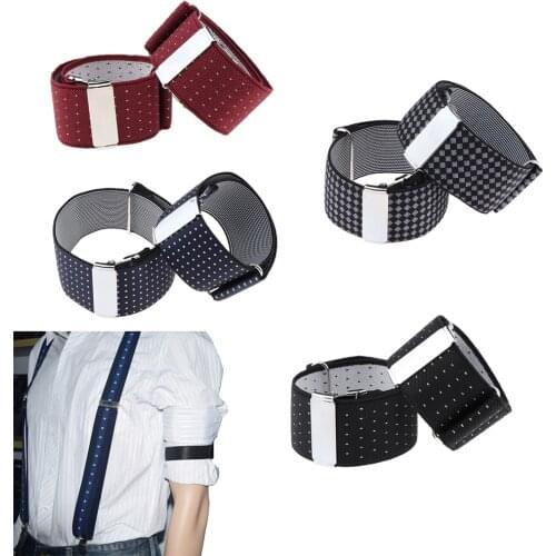 Anti-slip Elastic Shirt Sleeve Holders Armbands Garters Arm Warmer Shirt Sleeve Holder Metal Bracelets Stretch Armband