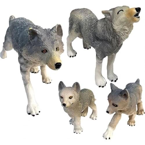 Pups Wolf Figurines Smell-less Eco-friendly Preschool Educational Different Postures Wolf Family Figures for Home