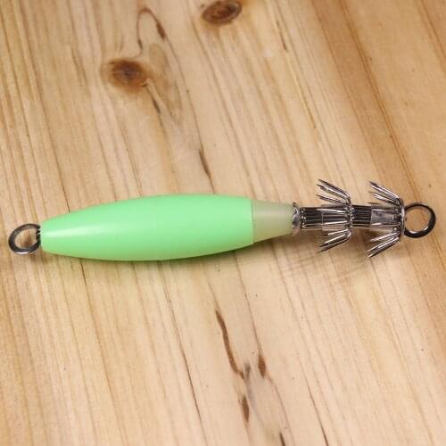 2PCS/Lot Quality 9.5cm 10.5cm Luminous Green Squid Jig Bait Deep Sea Artificial Hard Lure Saltwater Night Fishing Octopus Hook